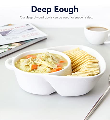 Le Tauci Chip And Dip Bowls, Anti-Soggy Cereal Bowl, Soup And Side/Cracker Bowls Sets For Breakfast, Soup And Sandwich, Bread Dipping Bowls, Set Of 2, White #TOP2