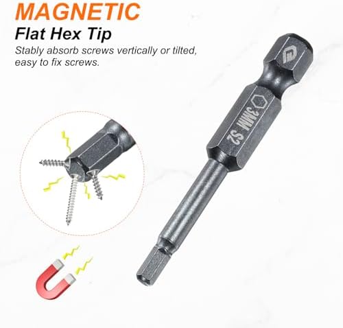 HARFINGTON 2pcs H3 Flat Hex Head Screwdriver Bits 1/4" Hex Shank 2" L — 사진 4