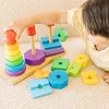 Melissa & Doug Geometric Stacker - Wooden Educational Toy,25 count(pack of 1)