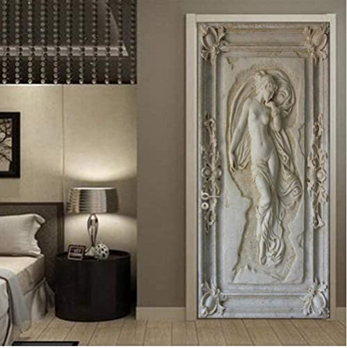 3D Grabado En Relieve Mujer 77 X 200 Cm Etiqueta De La Puerta Pelar Y Pegar Envolturas Autoadhesivas Para Puertas Murales Papel Tapiz Calcomanía De Puerta De Pvc Impermeable Para La Decoración Del Do