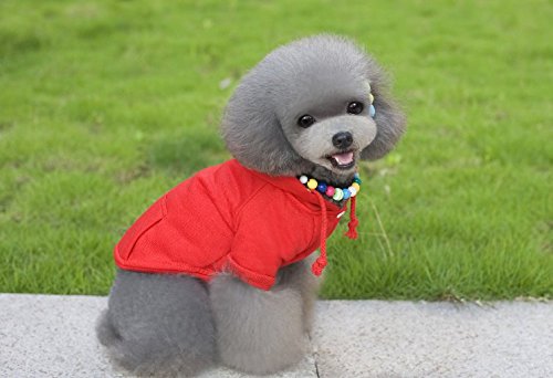 Topsoso Fashion Shop Pet Coat Polyester/Cotton Basic Dog Hoodie，Dog Jacket,Dog Fleece For Young Dog And Large Dog,6 Sizes Avaiable And 4 Color For Choose (Red, M (Back 11")) #TOP4