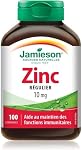 Jamieson Zinc 10 mg, Supports Immune Health, Tissue Formation, and Healthy Skin. Vegetarian, Non-GMO, Gluten-Free, 100 Tablets, Proudly Canadian
