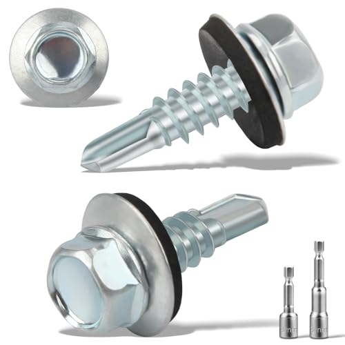 120 pcs Tornillos Autotaladrantes 4.8x16MM Tornillos Roscachapas 2 Vaso Taladro Tornillo Panel Sandwich Tornillos Autorroscantes Metal para Panel Sandwich Tejado Chapas Metalicas Aluminio (Plata)