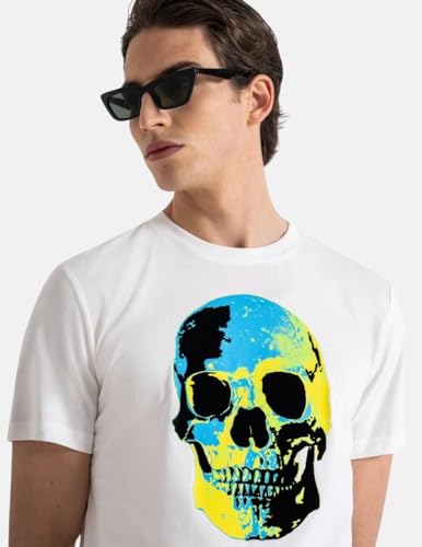 Antony Morato Camiseta Hombre Slim Fit de algodón Estampado (M, Blanco)