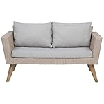 Vittoria Lounge-Set Rattan Braun mit grauen Auflagen