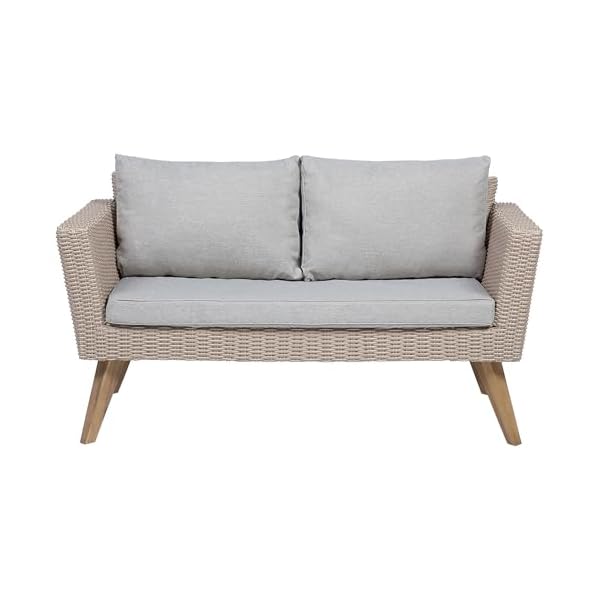 Vittoria Lounge-Set Rattan Braun mit grauen Auflagen