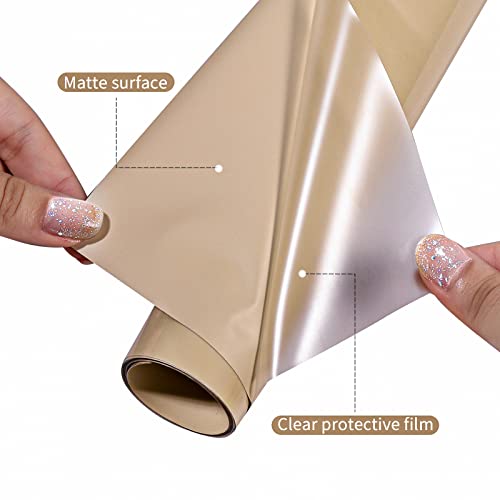 Image of VINYL FROG Camel Heat Transfer Vinyl Roll 12 inch x12ft Matte HTV Vinyl | Tan Iron on Vinyl for T-Shirts, Heat Press Vinyl for DIY Craft Designs Easy to Cut & Peel Off & Transfer