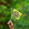 Frog in a pond Double Sided Mini Hand Held Flags 5.5x8.2in Small Stick Flags for Events Parades Ten Piece #2