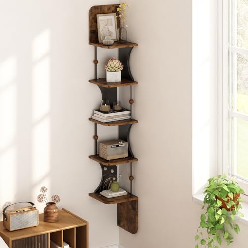 Catálogo para Comprar On-line Estantes esquineros los más recomendados. 46 Uzelia Estantería Esquinera, Repisas Flotantes de Pared 5 Niveles, Librero Esquinero, Estante Flotante de Pared con Diseño de Zigzag, Mueble Decoracion para Sala, Recamara,...