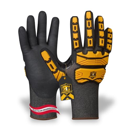 G4P Anti Cut Prime Schnittschutzhandschuhe - 1 Paar Arbeitshandschuhe mit Schnittschutzklasse D & Touchscreen-Funktion, stoßdämpfende Gummiprotektoren für Präzisionsarbeit & Montage, Gr. XL (Gr 10)