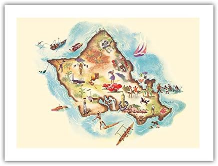 驚きの安さ ハワイ 地図 ポスター イラスト ヴィンテージ Www Dzzavidovici Ba