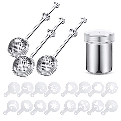 4 Pcs Flour Dusting Wand For Baking Kitchen, Powdered Sugar Flour Duster Dispenser Shaker For Sugar, Flour And Spices, Pick Up And Dust Flour Sifter, 18/8 Stainless Steel, Printing Molds Stencils #TOP1