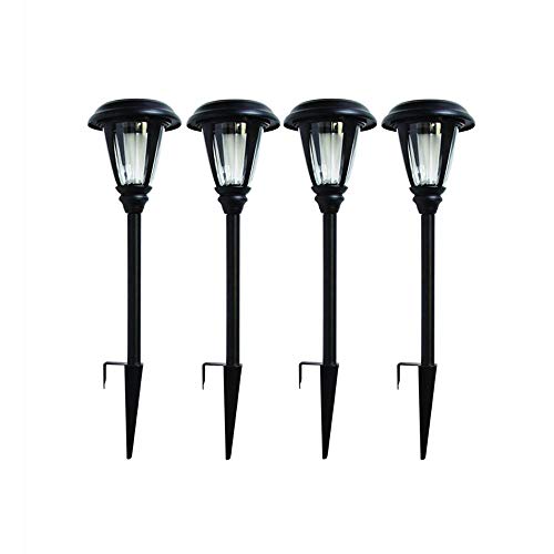 Black Solar LED Glass Pathway Light Set (4-Pack)