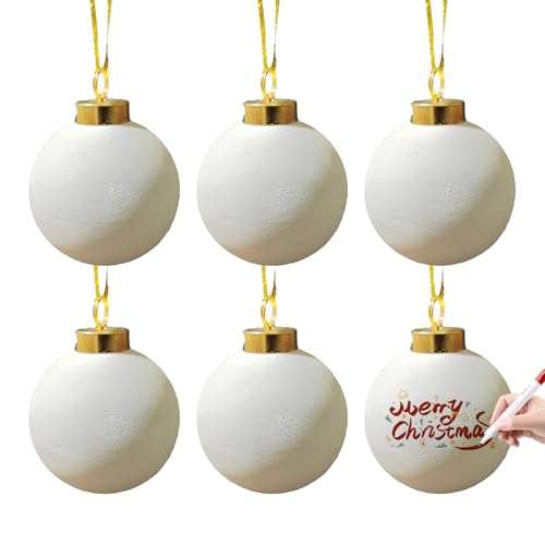 Marooma 6 Pcs Ceramic Christmas Balls Ornaments, 2.36in DIY Christmas