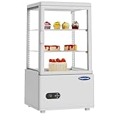 Countertop Pastry Display Refrigerator white, 2.05 Cu.Ft / 58L Commercial Bakery Showcase with LED Light, Frost-Free Glass, Digital Thermostat, 2-Tier Design for Café Store Restaurant