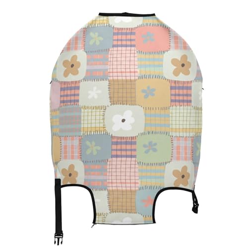 Joisal Luggage Protector Suitcase Cover Custom Protective Flower Travel Vacation Essentials Colorful Squares Pastel, M, Fits 22-24 Inch Case2
