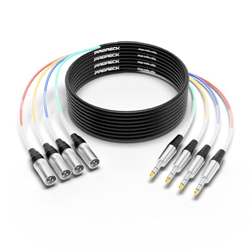 PRORECK 20ft Snake Cable, 4-Channel Shielded Audio Cable 1/4'' TRS to XLR Male, with Color-Marked Connectors for Professional Stage, Studio, and Live (PR-TRS/XLR-4 * 20M)