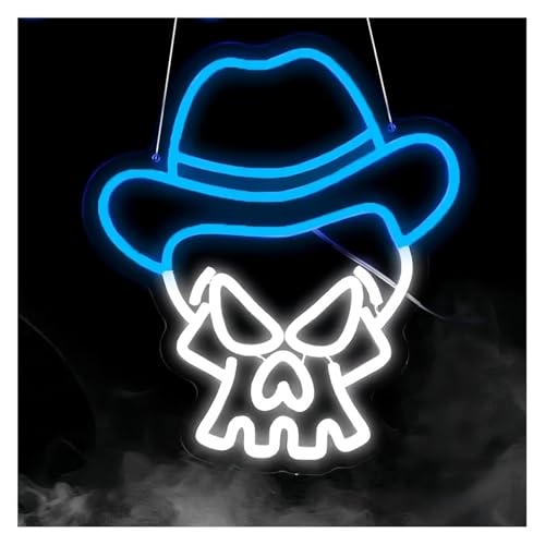 Néon tête de mort cowboy LED à intensité variable pour déco chambre - 3