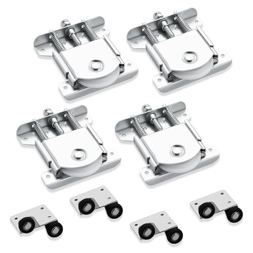 Lot de 4 roulettes galvanisées avec double ressort - Roulette de Coulissante, Roulettes silencieuses pour portes coulissantes et rails - Capacité de charge 80 kg
