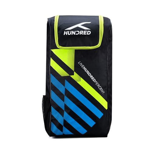 Image of Hundred Polyester Drive Cricket Kitbag | Spacious & Durable Sports Gear Bag for Bats, Pads, Gloves & Accessories | Waterproof, Heavy-Duty Zippers, Multiple Compartments(Black)
