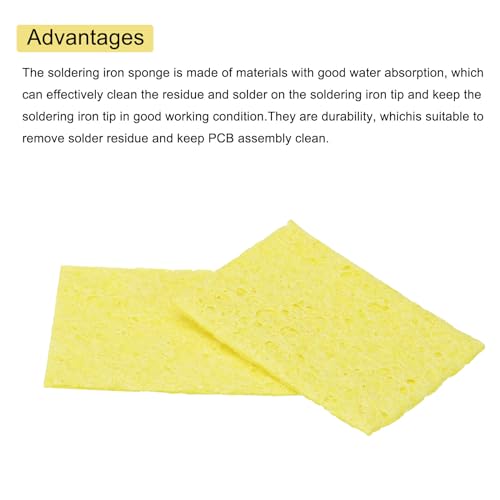 Image of MECCANIXITY 25PCS Soldering Sponge 50 x 35mm Rectangle Yellow Cleaning Pad Welding Tip Iron Replacement for Cleaning Soldering Iron 1mm Natural Thickness 6mm Water Absorption Thickness