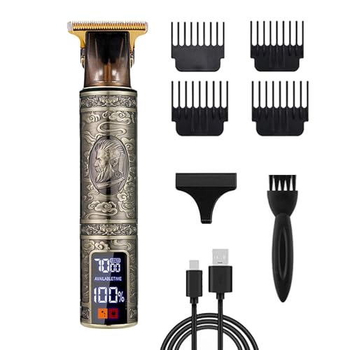 Cortapelos para Hombres - Peluquero con Cuchilla de Cerámica de Titanio de 15x3cm, Carga USB | Máquina de corte de pelo de peluquero, afeitadora corporal inalámbrica, Kit de aseo facial recortador de