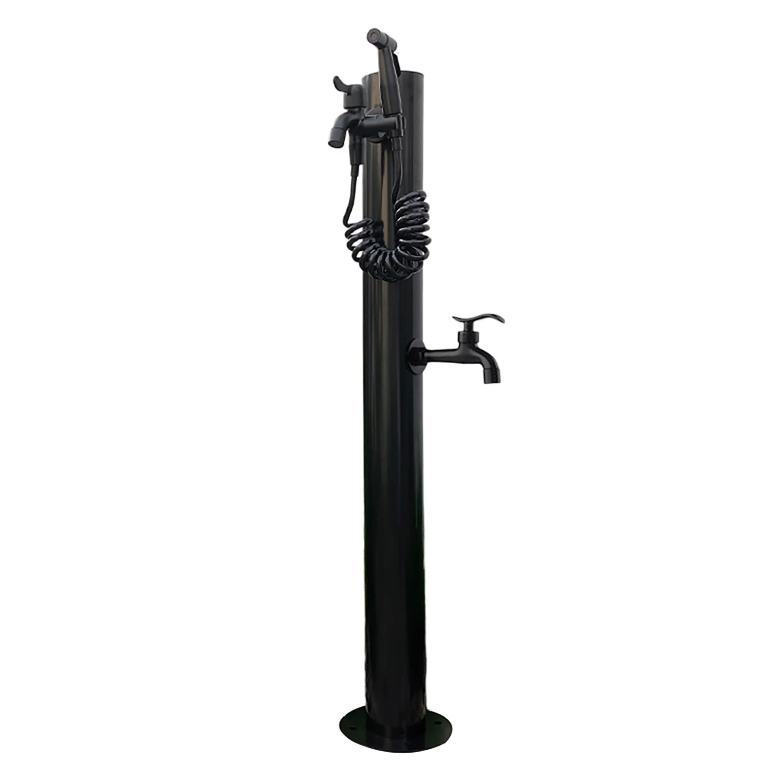 WOTZOV Faucet Water Column,Freestanding Garden Water Column Faucet - Antifreeze Outdoor Tap With 2 Water Fountain Posts For Irrigation & Washing - Black，Black1