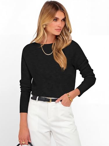 Image of ANRABESS Women Long Sleeve Rolled Neck Fall Lightweight Sweaters Top