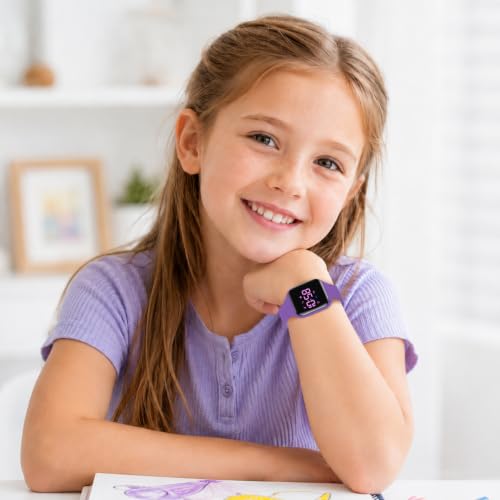 Image of Kids Watches for Girls Boys Digital Sport Watch with Step Counter Pedometer Vibration Alarm Clock, No App Waterproof Fitness Tracker Kids Watch Boys Girls Teens Students Ages 5-16