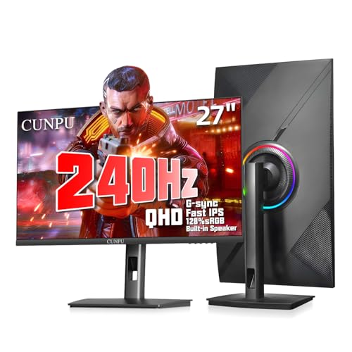 CUNPU 27 Inch 1440P 240Hz Gaming Monitor, Fast IPS, 1ms GTG QHD Gamer Monitor, FreeSync & G-Sync,...
