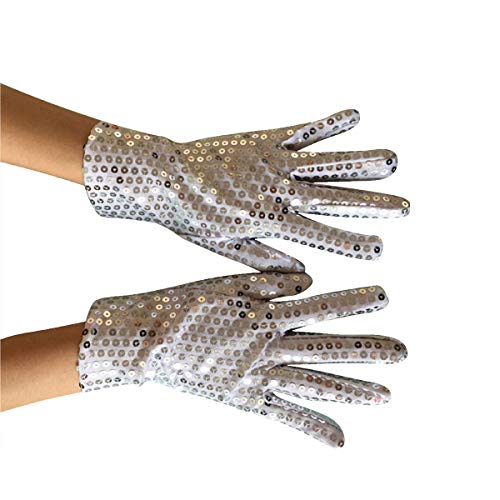 Ricicart For Michael Jackson Costume Gloves for Party Halloween Xmas Birthday Cosplay Stage Performance (White)