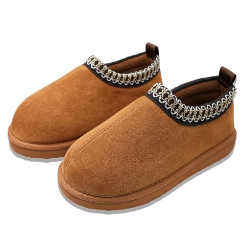 SMajong Kids Slippers Soft Girls Fuzzy House Slippers Boys Platform Slipper Memory Foam Slip-on Shoes Indoor Outdoor Brown 11.5 Little Kid
