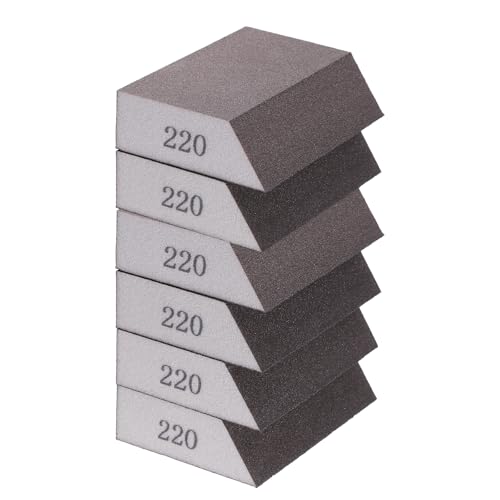 HARFINGTON 6pcs Sanding Sponge Blocks 1000 Grit Sanding Sponge with Angled Edge 4x2.8x1, Washable and Reusable Foam Sanding Block for Polishing Kitchen Metal Wood Drywall Home