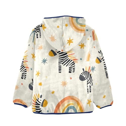 Cute Zebra Girls Fleece Jacket Girls Fall Jacket Girls Zip Up Hoodie Girls Sherpa Jacket 2-10T2