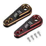 MECCANIXITY 2pcs Aluminum Alloy 25T Steering Servo Arm Horn Gold/Red for 1/10 RC Car/Boat/Airplane Boat Accessories