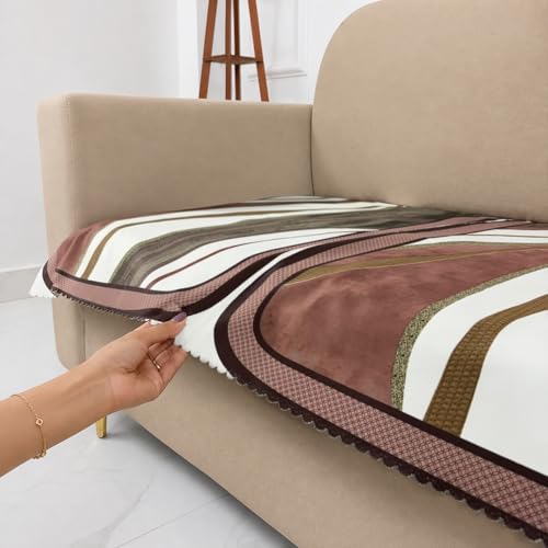 Image of Homerz Premium 'Luxe Series' Holland Velvet Sofa Cover | Smooth Finish | Anti-Skid Fleece Backing | Soft Touch Couch Protector for Living Room (Ocean Crest, 6 (3+2+1) Seater, Only Seat Cover)