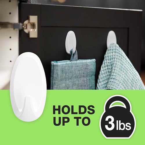 Image of FrogTape reMOVEables Heavy Duty Wall Hooks - No Damage - Easy to Remove & Reuse - Medium Wall Hook with Adhesive Strips - Holds up to 3 lbs - Includes 8 Hooks and 12 Strips - White (Pack of 16)