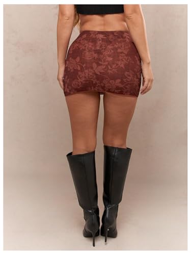 Women's Floral Bodycon Pencil Mini Skirt Y2k High Waisted Skinny Skirts2