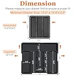 Large Utensil Drawer Organizer Expandable Silverware Organizer for Kitchen Drawer Adjustable Cooking Utensil Holder Cutlery Flatware Tray Spatula Tools Gadgets Storage Dividers Plastic Black - Image 2