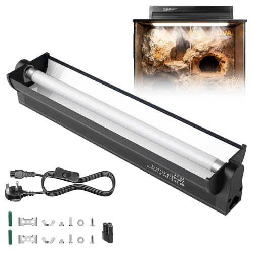 FKLiLEBU Kit d'éclairage UVB T5 8 W pour reptiles tropicaux et déserts, 10 % UVB pour reptiles tropicaux et déserts, tube UVB à haut rendement T5 10.0 pour dragon barbu, lézard, tortue, gecko