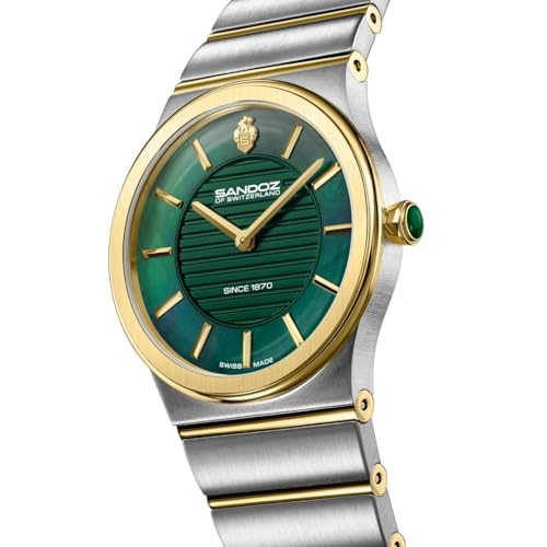 Image of SANDOZ Tresor Premium Swiss Made Quartz Green MOP Dial Watch for Women - SZWLG0000603