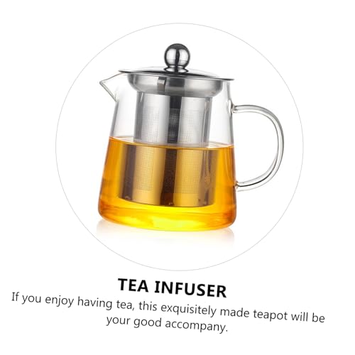 Tetera de cristal transparente resistente al calor con tazas de té y filtro 7