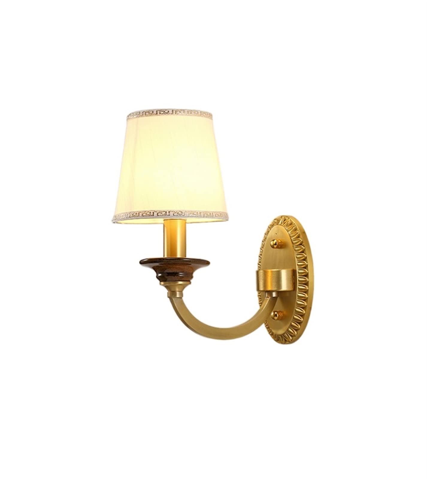 HPTHLY Wall Mounted Light Cloth Lampshade Wall Lamp Creative Brass American Simple Living Room Wall Light Bedroom Bedside Lamp Corridor Aisle Wall Lamp Doubl(Single Head)