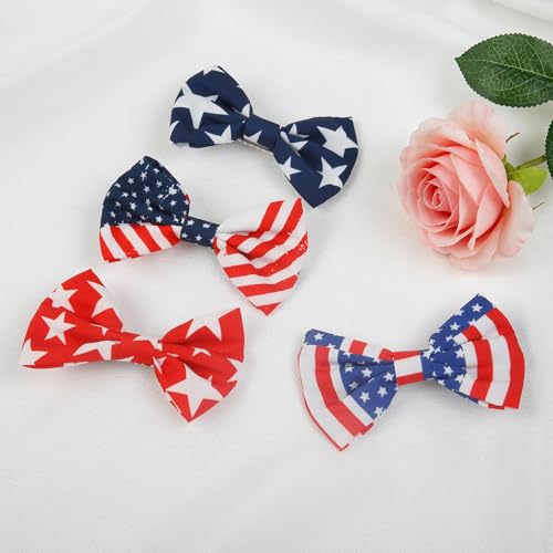 Pinzas para el cabello de 4 de julio con moños rojo, blanco y azul para niñas y mujeres, accesorios patrióticos para el Día de la Independencia miniatura 7