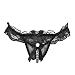 Underwear, Toraway Women Sexy Lace Open Crotch Mesh Pearl Thong Panties (Black)