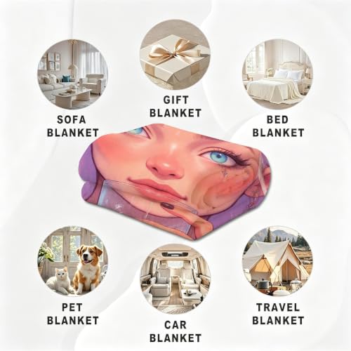 Couverture impression 3D rose 220x240 cm moelleuse en flanelle de polyester