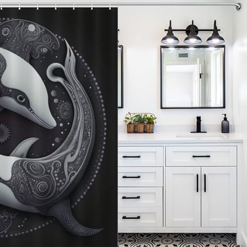 Rideau de douche dauphin imperméable 183x183 cm grand format - 5