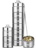 Vorey Metal Pill Organizer Travel Pill Box Medicine Organizer Portable Waterproof Weekly Pill Case S