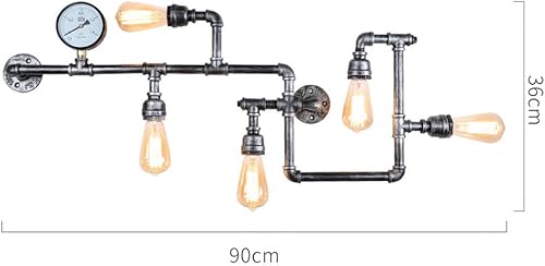 Miniatura 4 de Aplique de pared industrial Steampunk  Accesorio de iluminación de tubería de hierro fundido resistente, diseño de 5 vías lámpara vintage para loft,