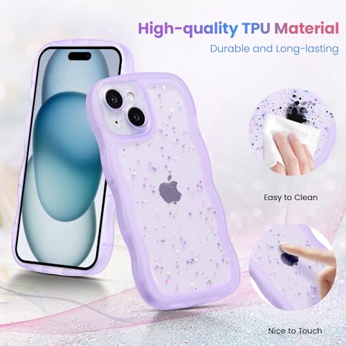 Coque iPhone 14 silicone transparent paillette violette coque de protection - 3